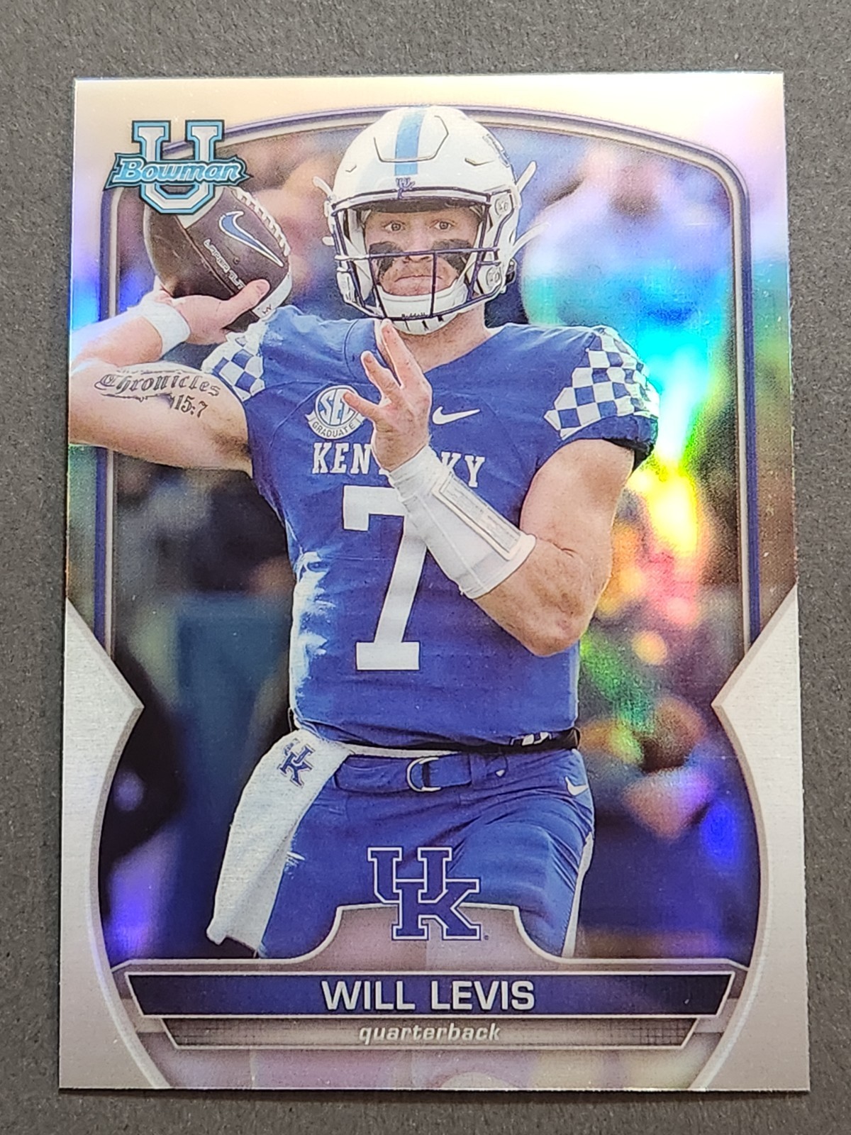 2022 Topps Bowman University Chrome Football #5 Will Levis Refractor