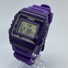 Casio W-215H Unisex Purple Wrist Watch W-215H-6A | Retro Design, LED Backlight