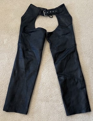 Unik Women s Leather Motorcycle Chaps BLACK LEATHER Small (6)  PERFECT 