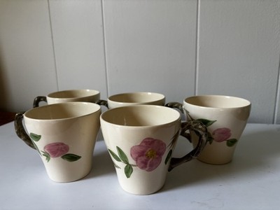Vintage Franciscan Desert Rose mugs Made in England Branch Handle Set of 5