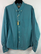 J Crew Teal Gray Check Button Down Long Sleeve Shirt Men's Size Large