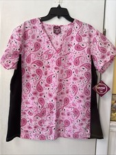 Divine Scrubs Paisley Breast Cancer Women  s Top XL Healthcare