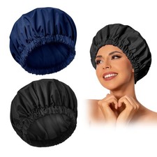 Shower Cap for Women, Large Waterproof Shower Bonnet Washable Elastic Band