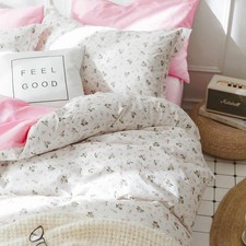 5 Pcs Twin Size Comforter Set with Sheets, Pink White Floral Pattern Printed ...