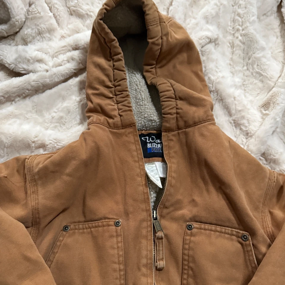 Walls Blizzard Pruf Boys Brown Canvas Chore Hooded Workwear Jacket Size 6/7 - Image 2 of 4