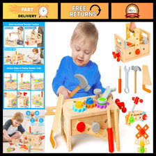 29Pcs Wooden Tool Set for Kids 2-5, STEM Montessori Toys, Construction Learning