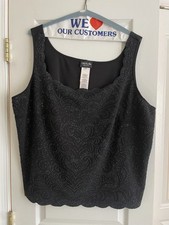 Onyx Nite 3X Evening Women’s Black Sparkly Sleeveless Top