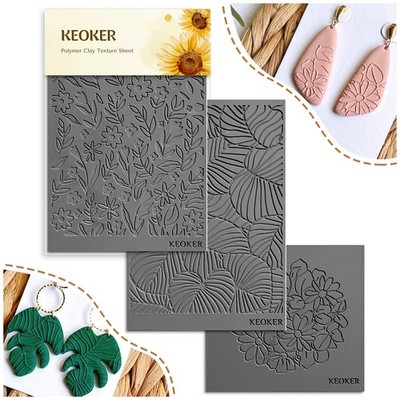 Polymer Clay Texture Sheets, Clay Texture Mat for Making Earrings Jewerly, Po...