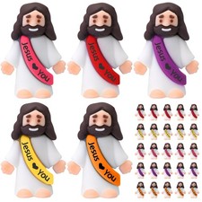 25 Pcs Jesus Figures Mini Rubber Toys for Christmas, Baptism, Sunday School
