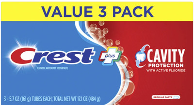 CREST CAVITY Protection 'Regular' Flouride Anticavity Toothpaste 3x161gr =484 gr