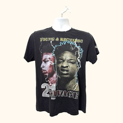 Young & Reckless Brand 21 Savage Mens T Shirt Sz M Black Rap Hip Hop Cotton