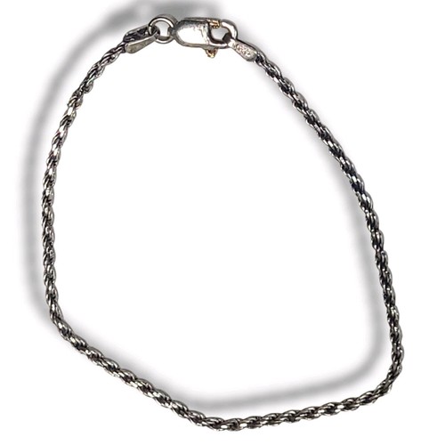 Vintage Sterling Silver 925 Italy Dainty Rope Chain Bracelet 7.5" 2.46g - Picture 2 of 9