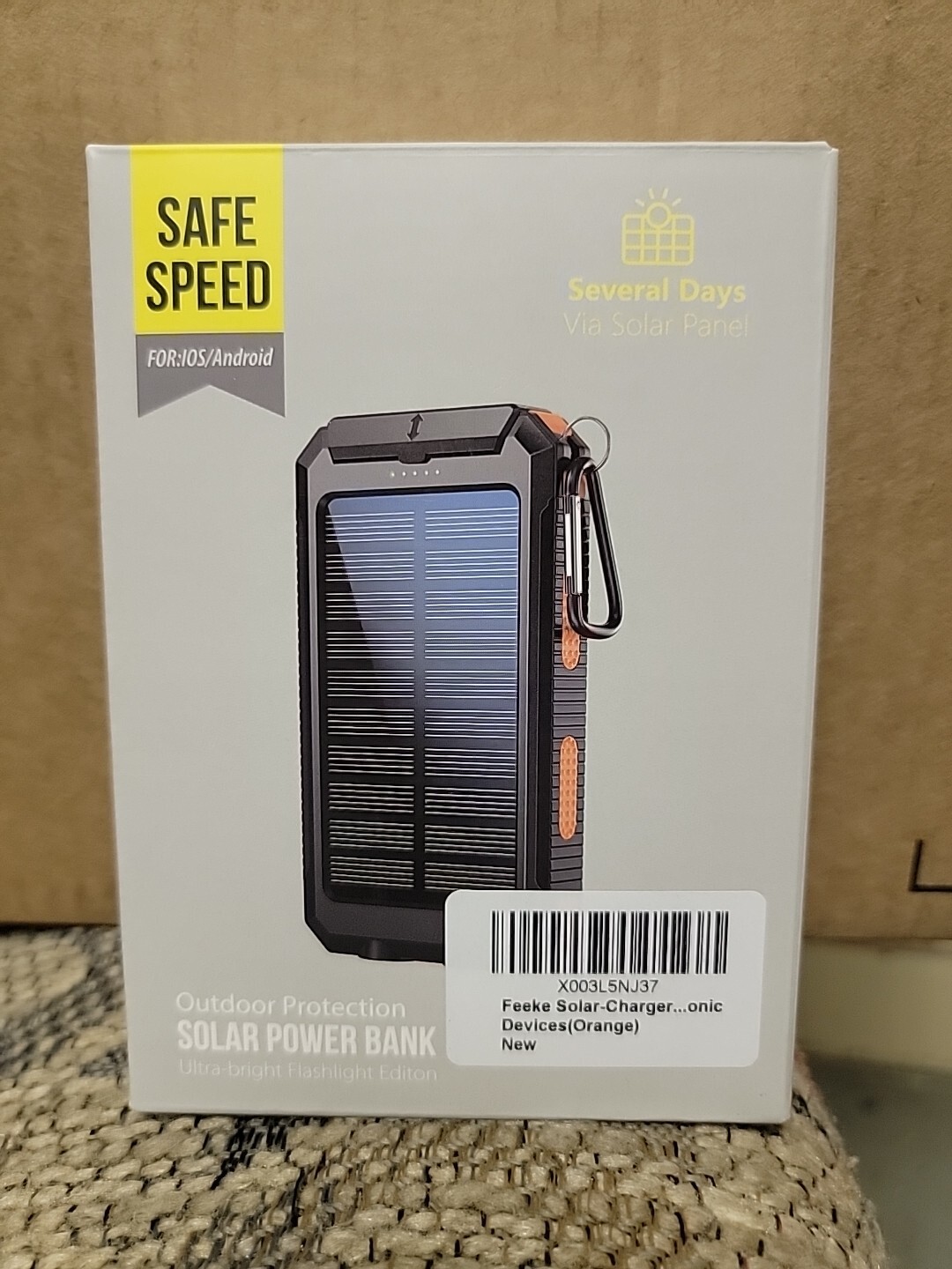 Feeke SolarChargerPowerBank 36800mAh Portable Charger,QC3.0 Deep Orange eBay