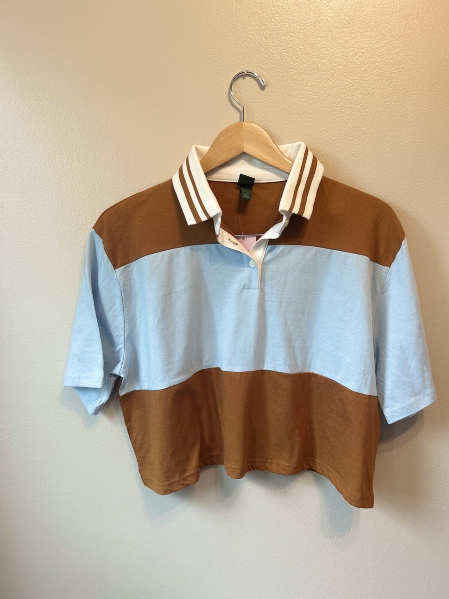 Wild Fable Juniors Size Small Striped Boxy Collared Short Sleeve