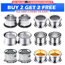1Pair Stainless Steel Ear Plugs Flesh Tunnels Screw Ear Gauges Expander Piercing