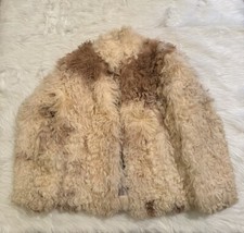 Overland Sheepskin Mongolian Curly Coat Jacket Beige Outdoors Vtg Xl