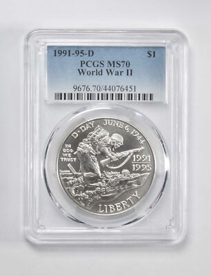 1991-95-D World War 2 Commemorative $1 MS70 PCGS Blue Label | eBay