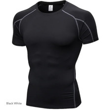 Mens Sports Tops Compression T-shirts Fitness Workout Running Athletic Clearance