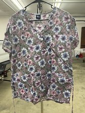 Medgear Scrub Top - Size LG - Pink/Purple/Gray - Preowned