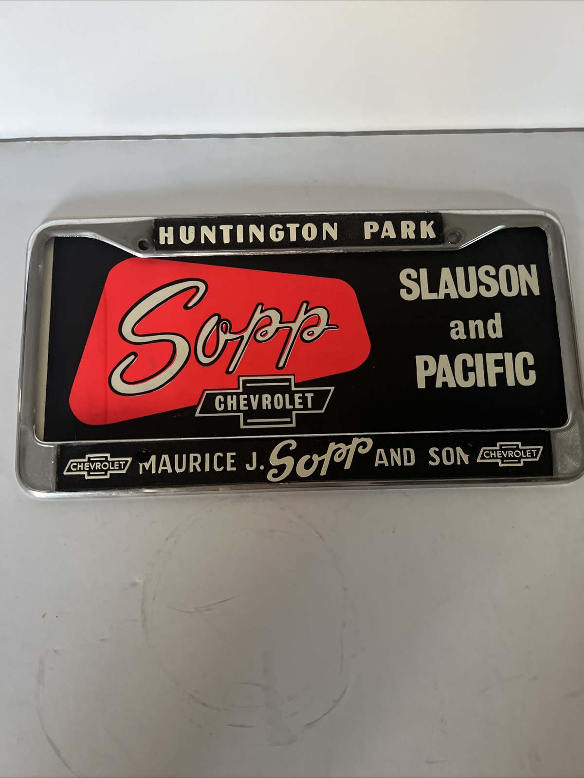 Huntington Park California Maurice Sopp Chevrolet Vintage License Plate