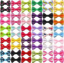 60 Pcs Cute Puppy Dog Small Bowknot Hair Bows Pet Ribbon with Metal Clips