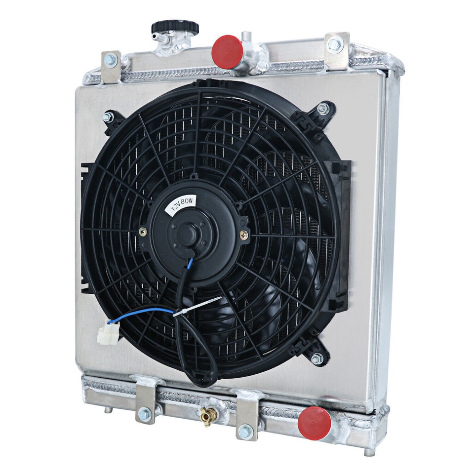 Aluminum Radiator With Fan 2-Row Aluminum Racing Radiator 12
