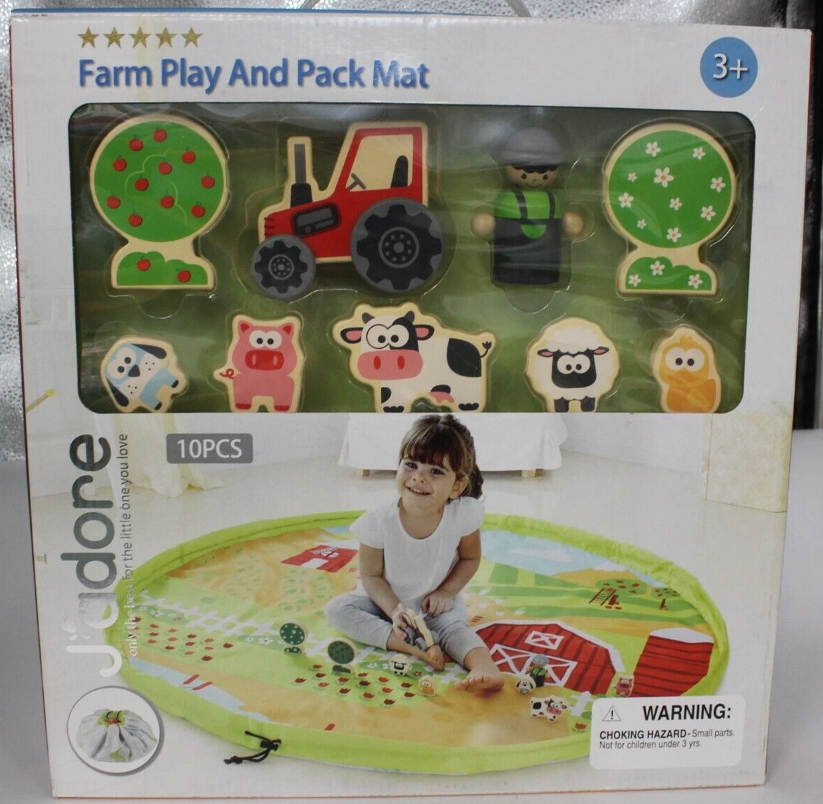 J'adore Farm Play and Pack Mat Toys Animals 60" Mat w/ Drawstring Bag Three & Up