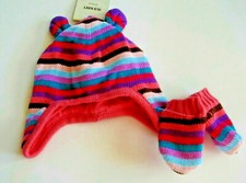 Girls Hat  Mitten Set Striped Size 0-3 Months NWT Old Navy