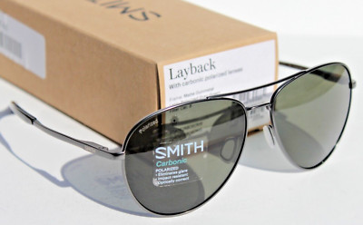 SMITH OPTICS Layback POLARIZED Sunglasses Gunmetal/Gray Green NEW Aviator $169