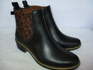 black leopard booties