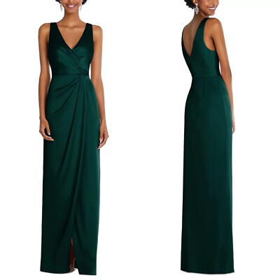 NEW 6864 AFTER SIX Evergreen DRAPED Faux Wrap WHISPER Satin TULIP Evening GOWN 4
