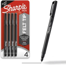 Sharpie Felt Tip Pens, Fine Point (0.4Mm) Felt Tip Markers, Journaling Pens, Art