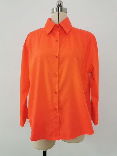 Camisa para mujer de color liso suelta informal manga larga espalda dividida camisa blusa - Imagen 7 de 17