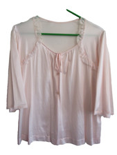 VTG jc penney pink nylon PJ bed jacket L USA