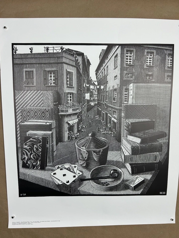 НАТЮРМОРТ И УЛИЦА M C Escher сюрреализм печати плакат - Изображение 2 из 4
