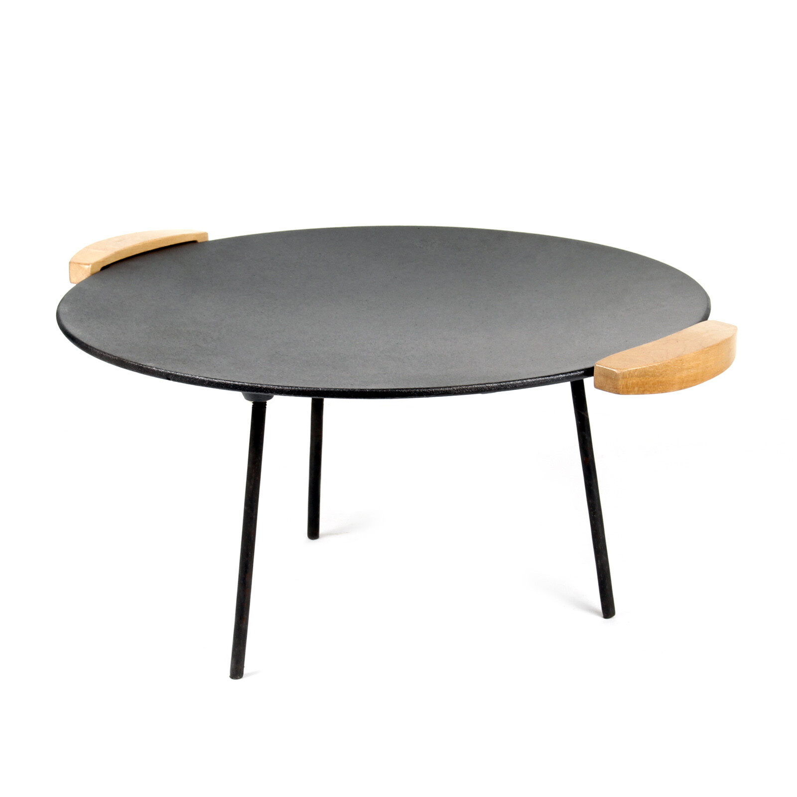 Piastra Rotonda In Ghisa Per Barbecue Fuoco Ø44Cm 44 Cm Con Manici In Legno