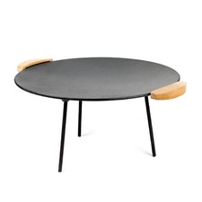 Piastra rotonda in ghisa per barbecue fuoco Ø44cm 44 cm con manici in legno