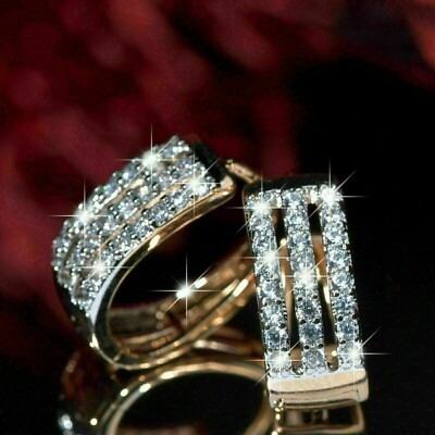 2Ct Round Cut Lab Created Diamond Huggie Hoop Earrings 14k Yellow Gold Finish