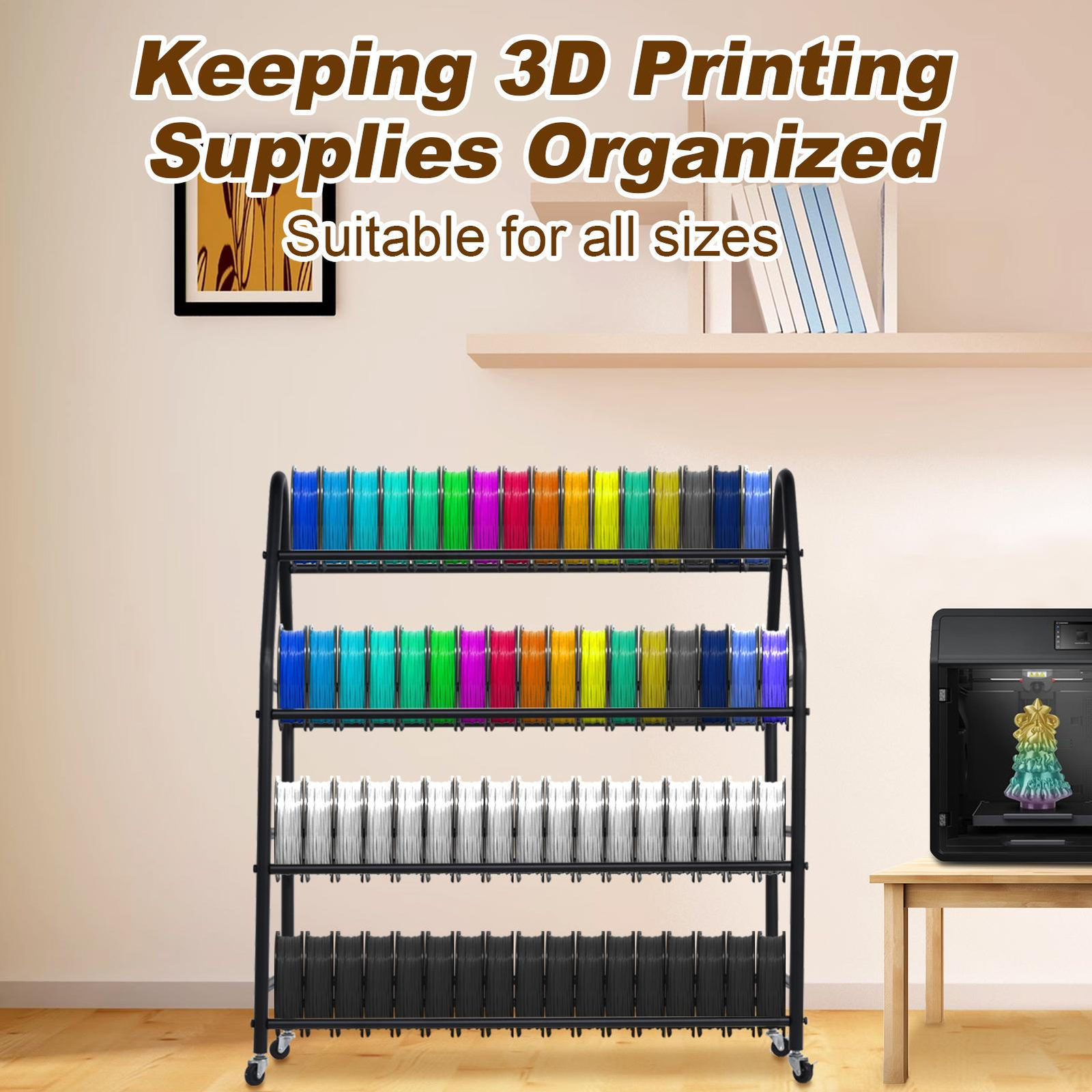 3D Printer Filament Storage Rack, Heavy Duty Storage Shelves for 100 Printing