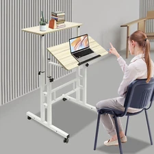 Height Adjustable Rolling Desk Laptop Table Home Office Working Drawing Desk