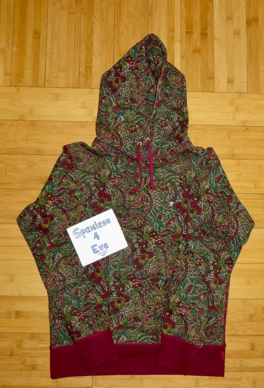 Supreme F/W 2011 Paisley Hoodie Burgundy Size Medium