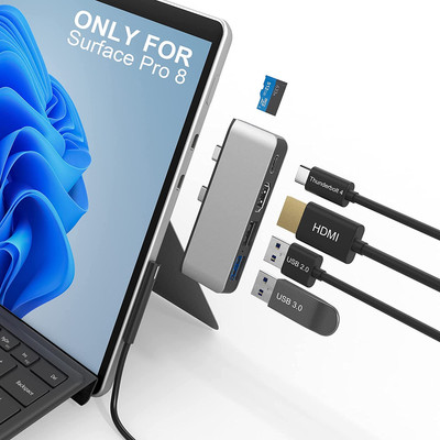 Surface Pro 8 Hub Docking Station with 4K HDMI, USB-C Thunerbolt 4 (Display+Data