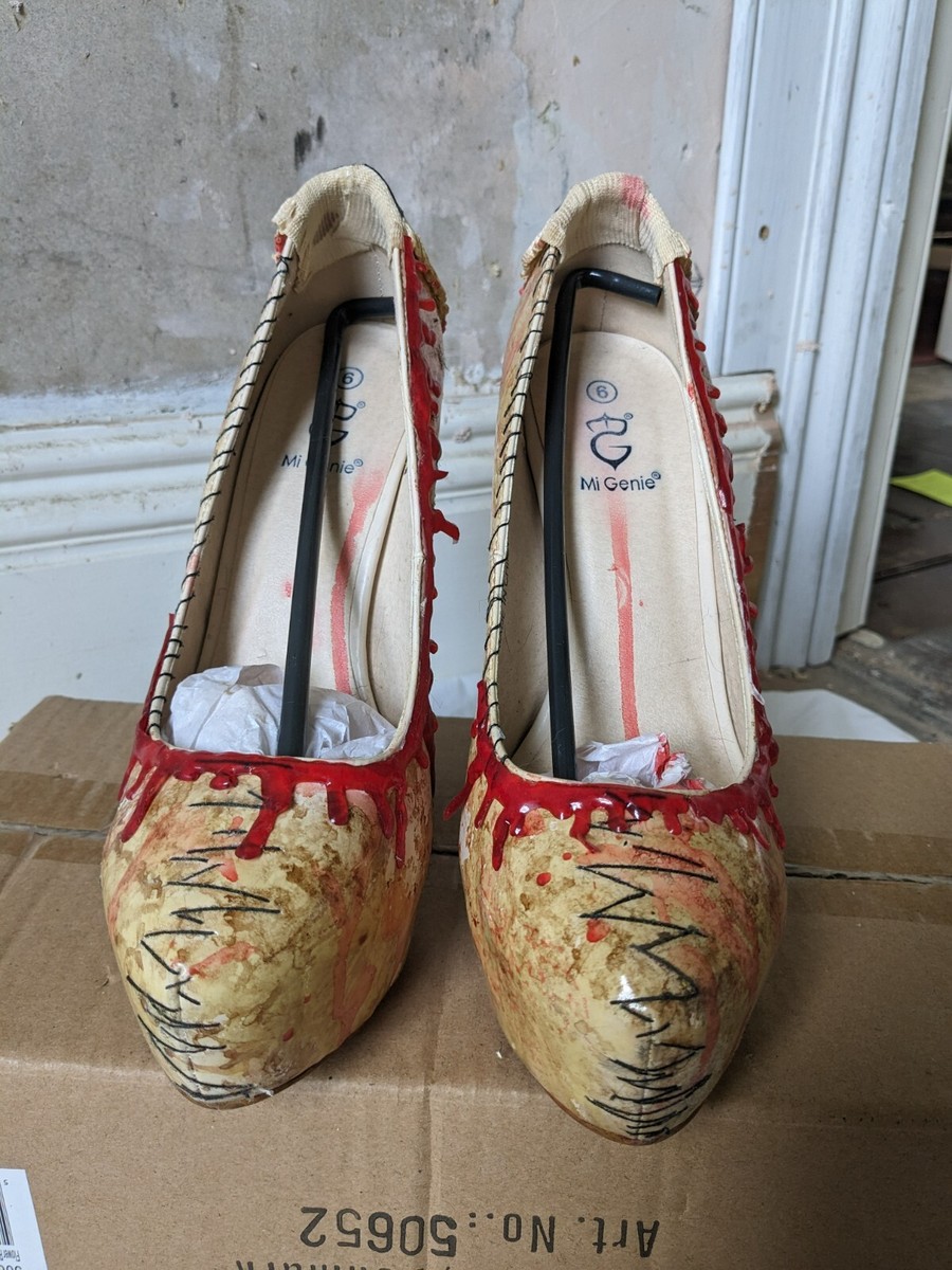 Ooak handmade ROTTEN FLESH DOLL killer high heel SHOES 6 39 corset