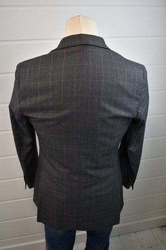 Pronto Uomo Platinum Mens Two Button Blazer Gray Red Windowpane Size 40L Jacket - Picture 6 of 11