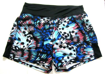 Zelos Womens Curvy 1X Plus Swim Shorts Workout Multicolor Geometric Design 