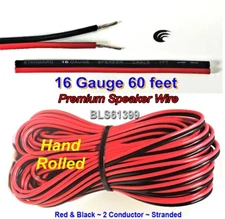 60' ft Red Black 16 Gauge SPEAKER WIRE Cable Home Car Audio Wiring 12V DC Power
