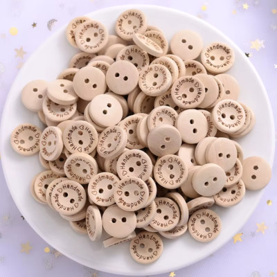 Premium Knöpfe Handmade with Love Holzknöpfe Handmade Knopf 15mm 20mm Holz DIY