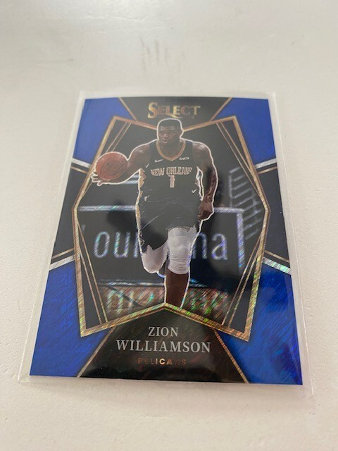 Zion Williamson 2021-22 Select Basketball #191 Premier Level Blue Shimmer Prizm