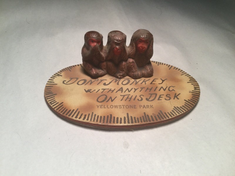 Three wise monkeys with pad attached.