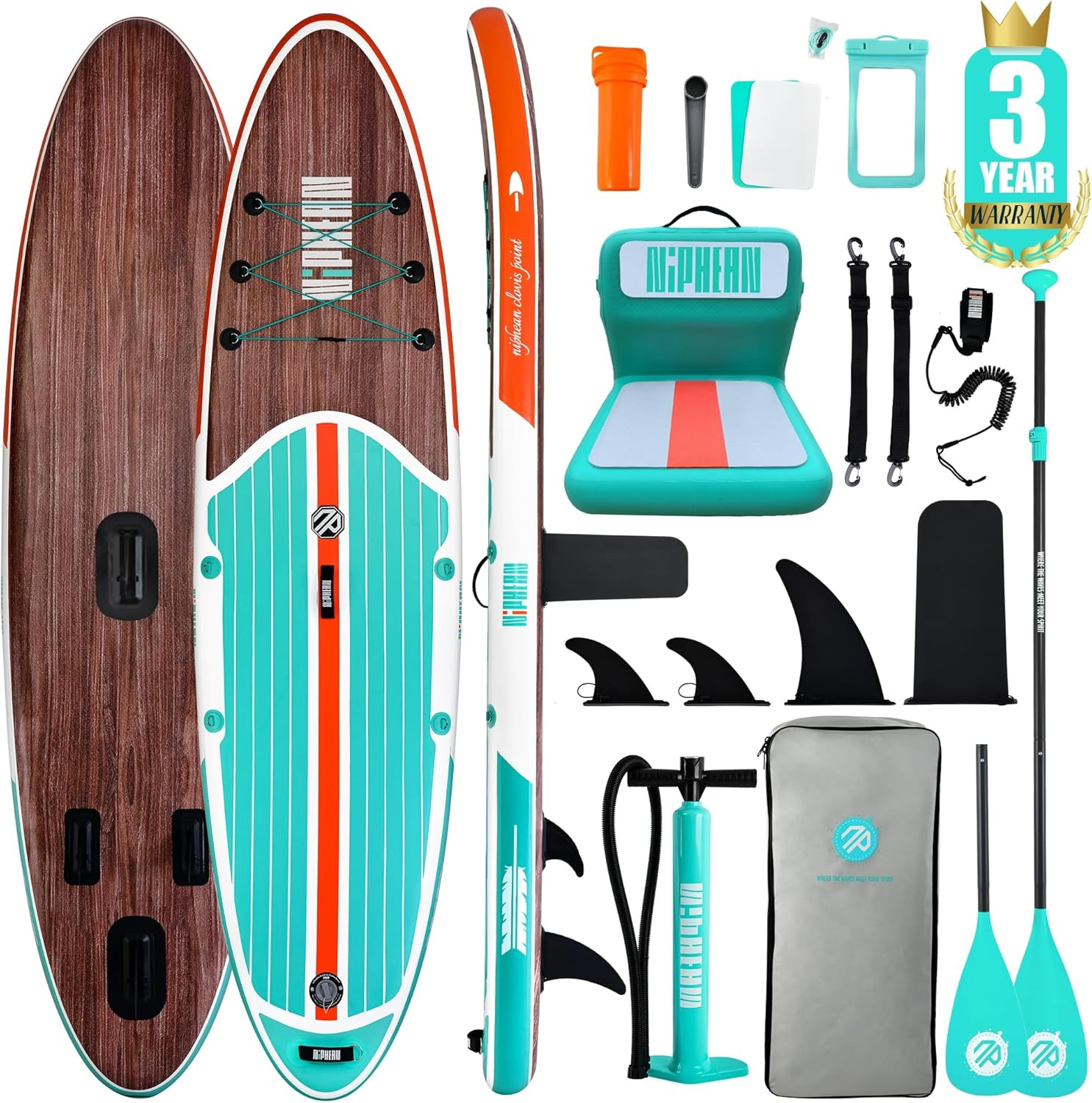 10'6" Inflatable Paddle Board with Accessories - Anti-Slip Deck for All Levels